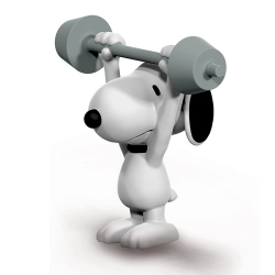 Figura Schleich® Peanuts, Snoopy levantador de pesas (22075)