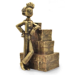 Figura de colección en bronce Pixi Spirou y la pila de equipaje 5236 (2020)