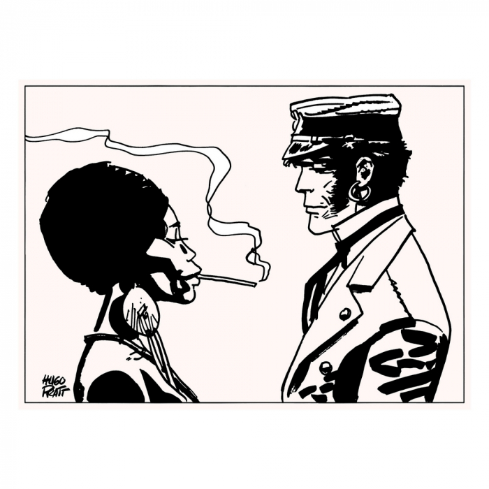 Sérigraphie Corto Maltese, Bouche dorée (40x30cm)