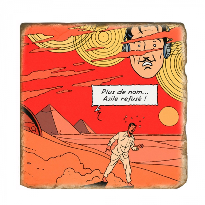 Plaque de marbre collection Blake et Mortimer Cri du Moloch, Olrik (20x20cm)