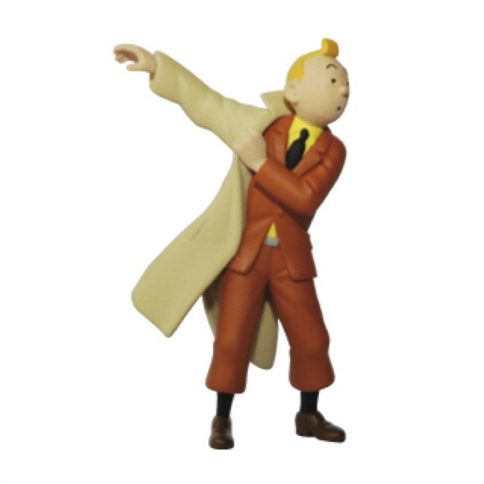 Figurine de collection Tintin en trench 8,5cm Moulinsart 42469 (2011)