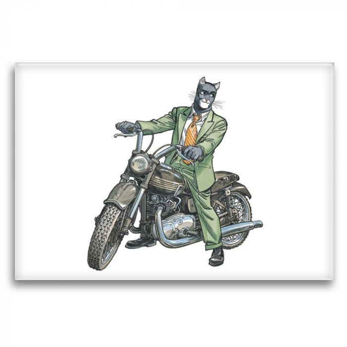 Decorative magnet Blacksad, John on Triumph motorcycle (79x55mm)