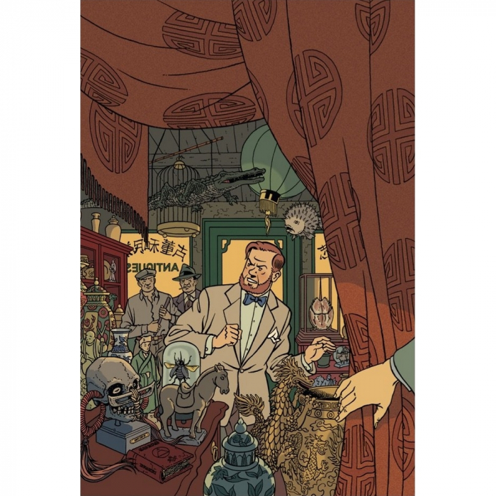 Postal de Blake y Mortimer: en la tienda de antigüedades (10x15cm)