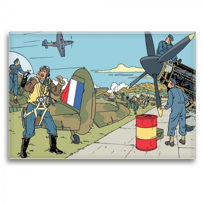 Decorative magnet Blake and Mortimer, attack on the tarmac (79x55mm)