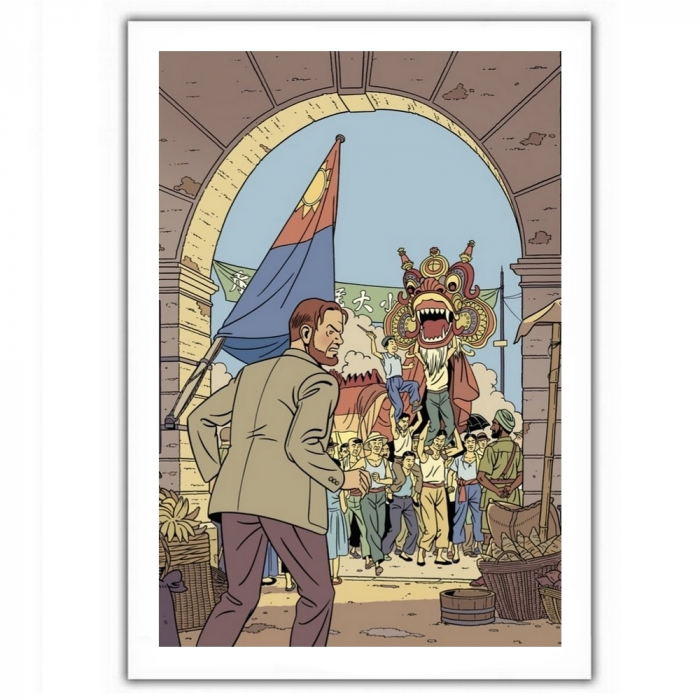 Poster affiche offset Blake et Mortimer, festivités (28x35,5cm)
