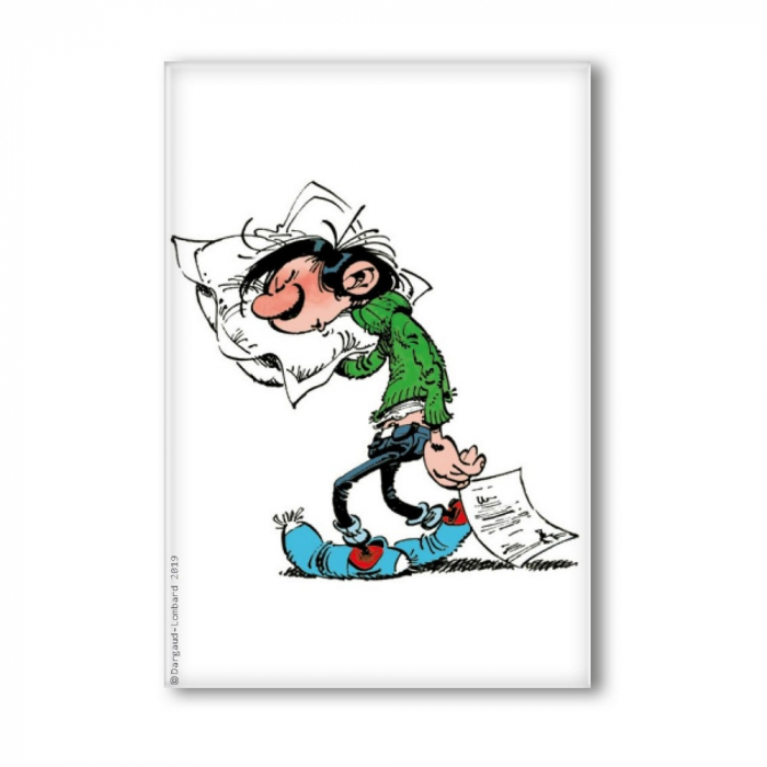 Decorative magnet Gaston Lagaffe, Carrying the letter (55x79mm)