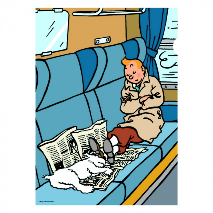 Carpeta dossier A4 Las aventuras de Tintín, durmiendo en el tren (15142)