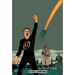 Postcard Blake and Mortimer: Scream of Moloch, Olrik and the ray (10x15cm)