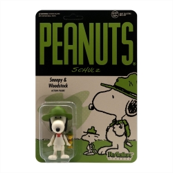Figura Peanuts® Super7 Serie ReAction, Snoopy y Woodstock con sombrero