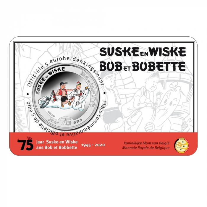 Moneda conmemorativa 5 € Bélgica Bob y Bobette 75 años Color BU (2020)