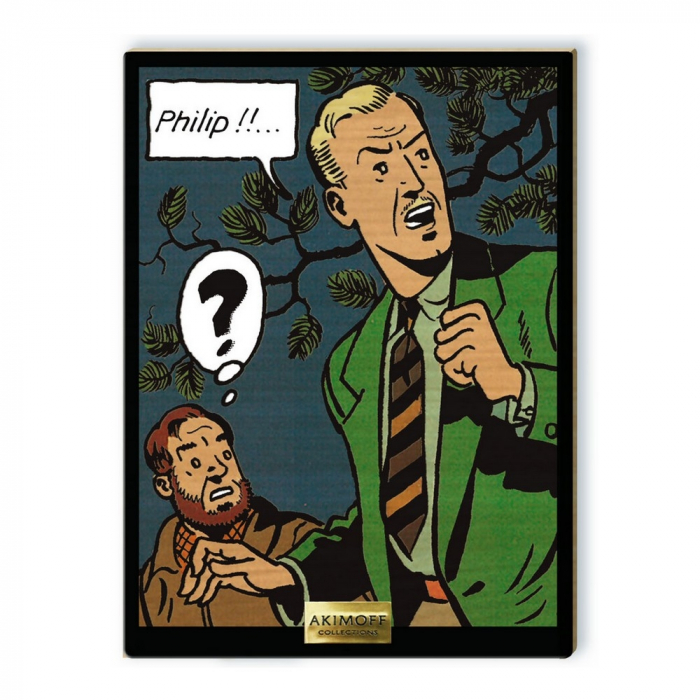 Collectible maple wood chart sign Blake and Mortimer  Philip !! (20x27cm)