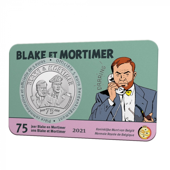 Moneda conmemorativa 5 € Bélgica Blake y Mortimer 75 años Relieve BU (2021)
