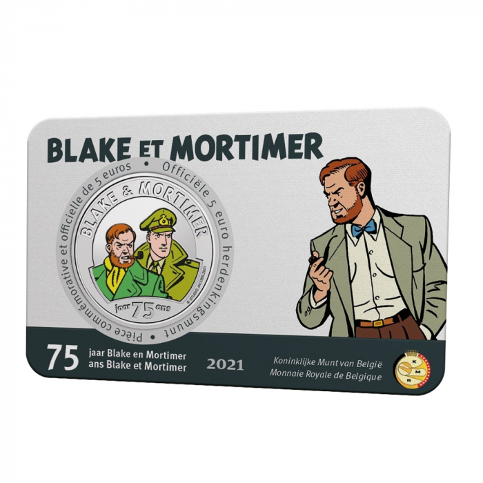 Pièce commémorative 5 € Belgique Blake et Mortimer 75 ans Couleur BU (2021)