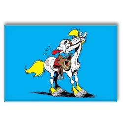 Imán decorativo Lucky Luke, Jolly Jumper enseñando la lengua (55x79mm)
