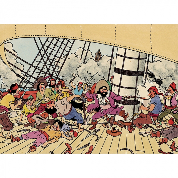 Postal de Tintín, François de Hadoque, El secreto del Unicornio (17,5x12,5cm)