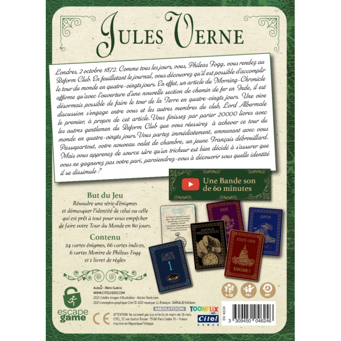 Escape Board Game Citel Games Jules Verne (Le Tour du monde en 80 jours)