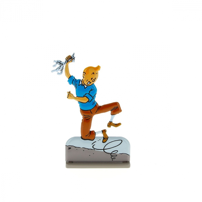 Figurine en métal de collection Tintin sautant de joie Moulinsart 29211 (2011)