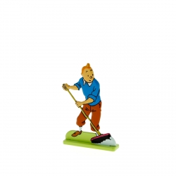 Collectible metal figure Tintin sweeping up 29227 (2012)
