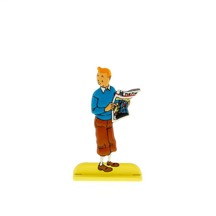 Figurine en métal de collection Tintin tenant un journal 29225 (2012)