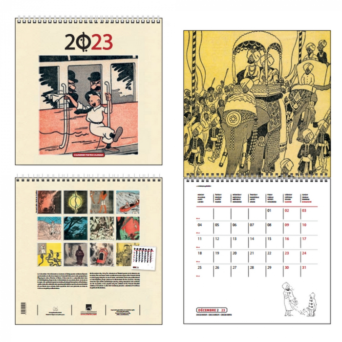 Calendrier mural 2023 Tintin Les cigares du Pharaon 30x30cm (24456)