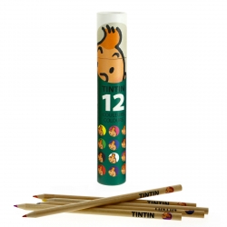 Green Tube with 12 colour pencils The Adventures of Tintin (54783)