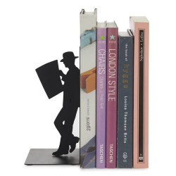 Serre-livres En Métal ‘Exercise Your Mind’ – Lot De 2 – Base Antidérapante Silicone – Design Original Et Humoristique – Noir