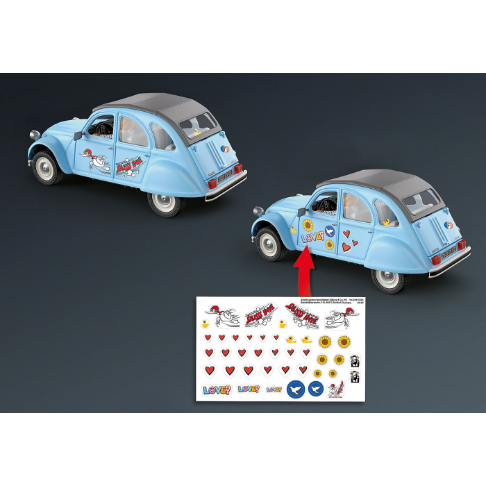 Playmobil - réff : 70640 - voiture 2 CV Citroën bleu avec 3 personnages dont le gendarme - Jeux & Jouets