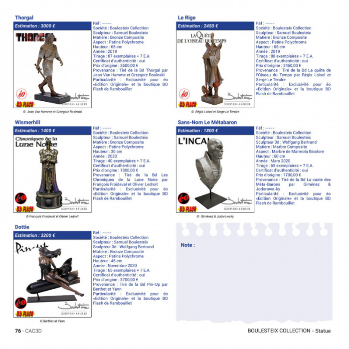 Comics resin figures catalog cac3d Pixi / Fariboles / Attakus / Leblon