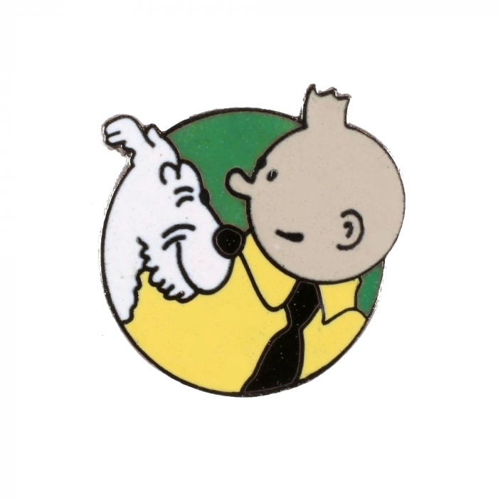 Pin's de Tintin et Milou sur fond vert courant Corner (Nº205)
