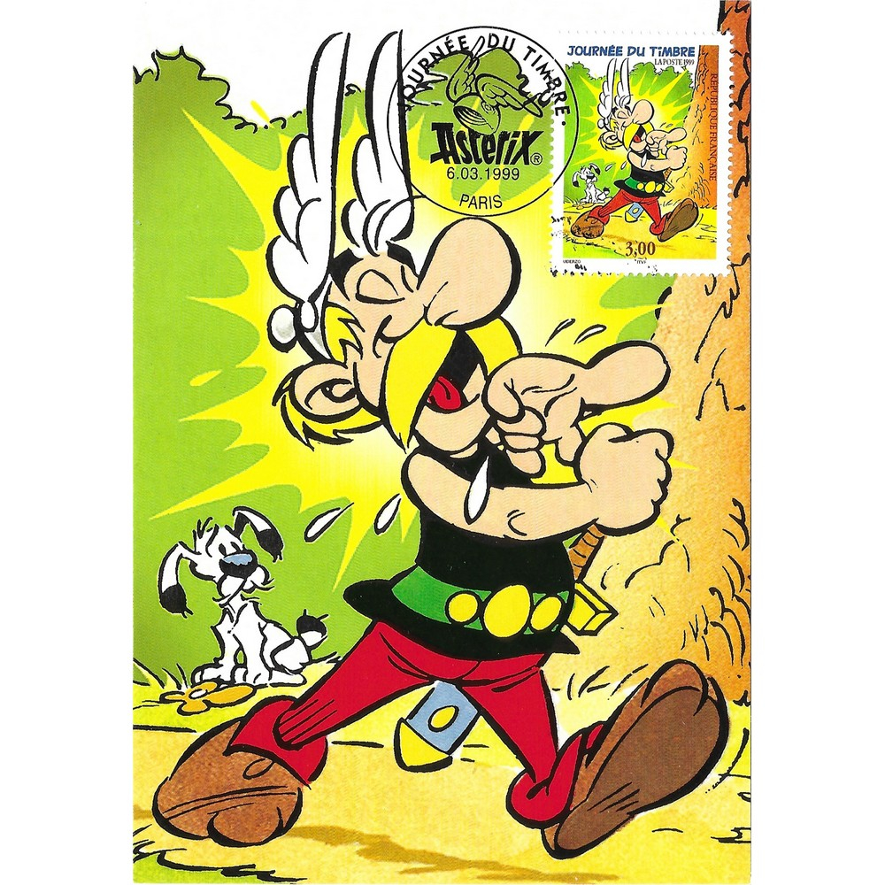 Postcard with RF Asterix stamp, Stamp Day (06.03.1999)