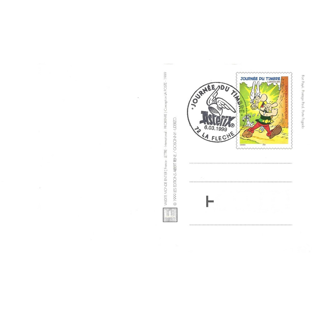 Postcard with RF Asterix stamp, Stamp Day (06.03.1999)