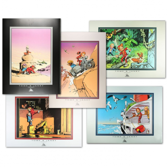 Set de 5 posters Offset Tome & Janry de Spirou et Fantasio (80x60cm)