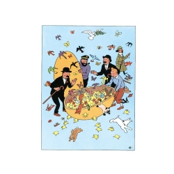 Easter Double Postcard Tintin with his friends 32051 (17,5x12,5cm)