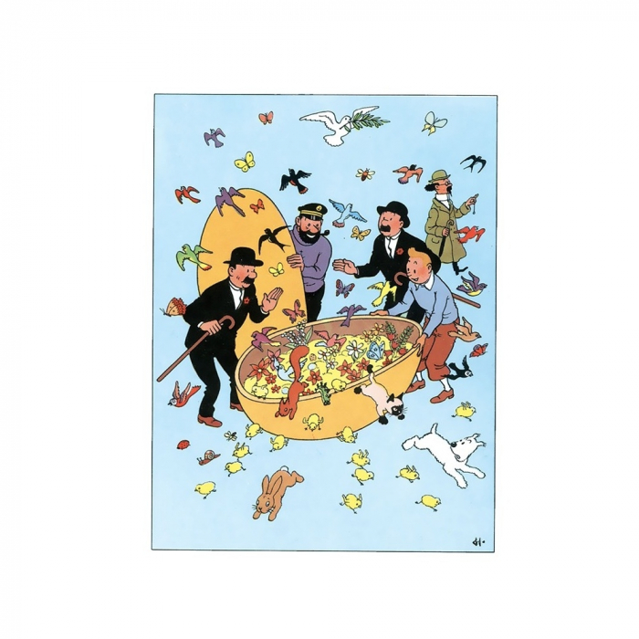 Carte postale double de Pâques Tintin et Compagnie 32051 (17,5x12,5cm)