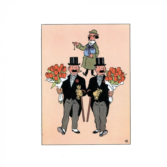 Carte postale double de Pâques Tintin Dupond et Dupont 32011 (17,5x12,5cm)