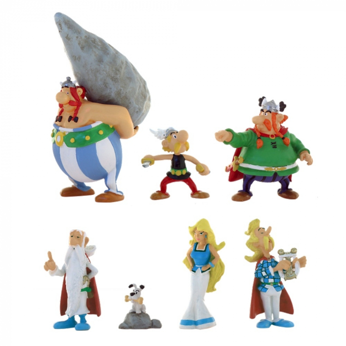 Série tube de 7 figurines Plastoy Astérix et Obélix Le Village 70385 (2017)