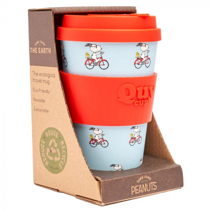 Mug à Café Snoopy Peanuts – 90ml, Bleu, Matériau R-PET Recyclé – Marque QuyCup, Made In France, Neuf Sous Blister