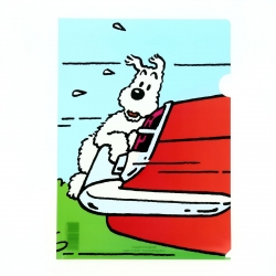 A4 Plastic Folder The Adventures of Tintin, Snowy hooked to car trunk (15103)
