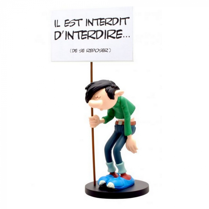 Figurine Plastoy Gaston Lagaffe et sa pancarte interdit d'interdire... (00315)