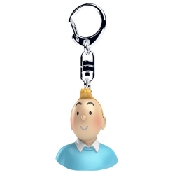 Porte-clés buste de Tintin en pull bleu Moulinsart 4cm 42314 (2017)