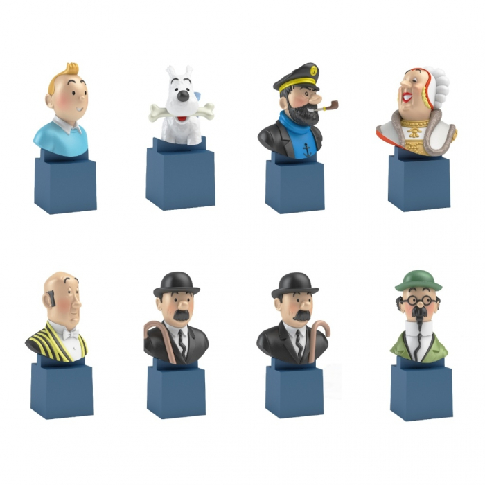 Set de 8 mini bustes de collection Tintin Moulinsart PVC 7,5cm (2017)