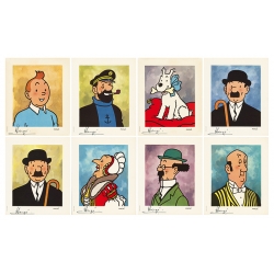 Set de 8 mini bustes de collection Tintin Moulinsart PVC 7,5cm (2017)
