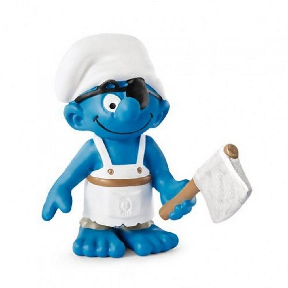 Figurine Schleich Schtroumpf Cuisinier Vintage Années 80 Sur Socle - Occasion Très Bon état