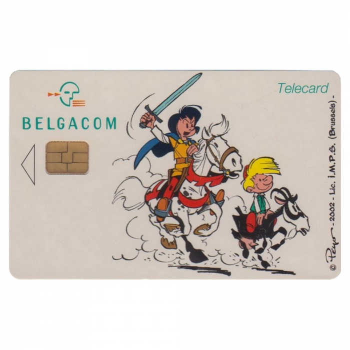 Tarjeta telefónica de colección Belgacom Johan y Pirluit (2002)
