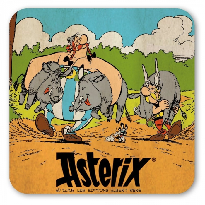 Asterix and Obelix Logoshirt® Coaster 10x10cm (Boar Hunting)