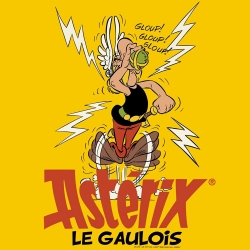 Camiseta 100% algodón Logoshirt® Astérix bebiendo la poción mágica (Amarillo)