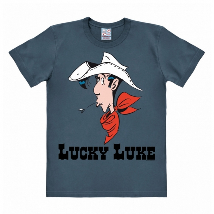 T-shirt 100% coton Logoshirt® Lucky Luke Portrait (Bleu)