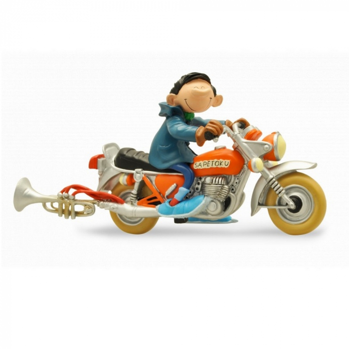 Collection Figurine Plastoy Gaston Lagaffe on his motorcycle Sapetoku (305)