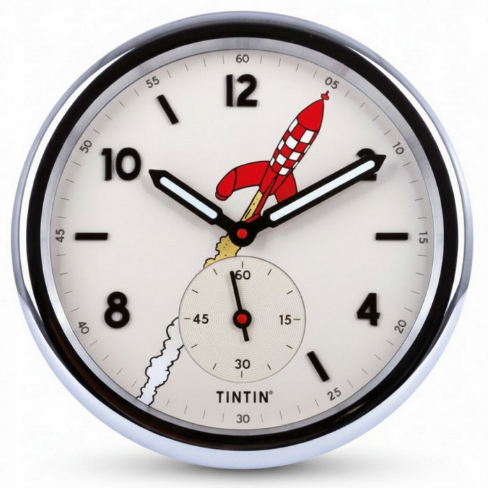 Decorative Tintin Wall Clock - Destination Moon - Silver Steel