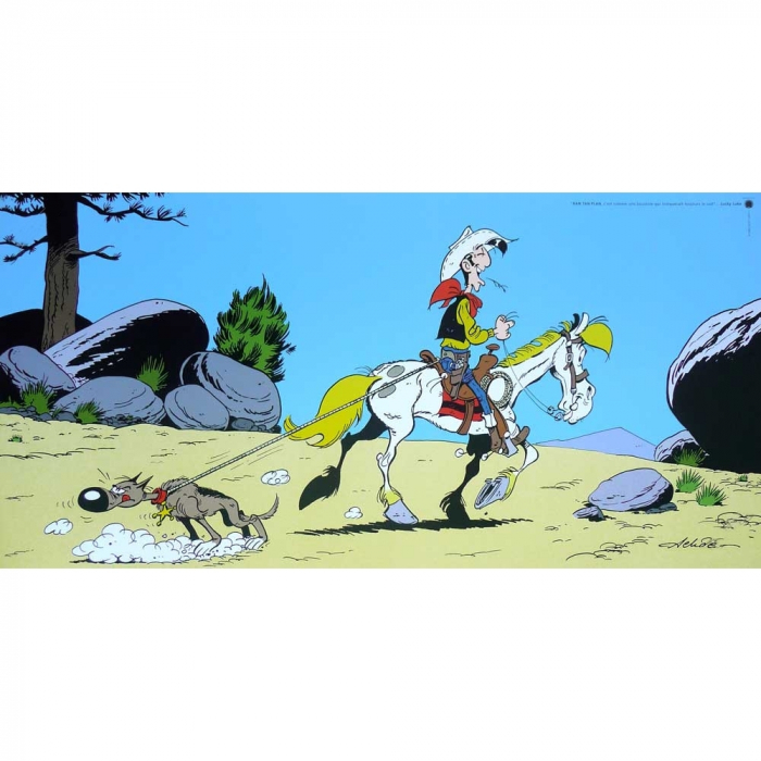 Poster offset Lucky Luke with Rantanplan, Achdé (50x25cm)